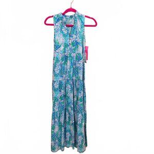 Lilly Pulitzer Mini Malone Maxi Dress NWT, Las Olas Aqua, Strong Current Sea - S